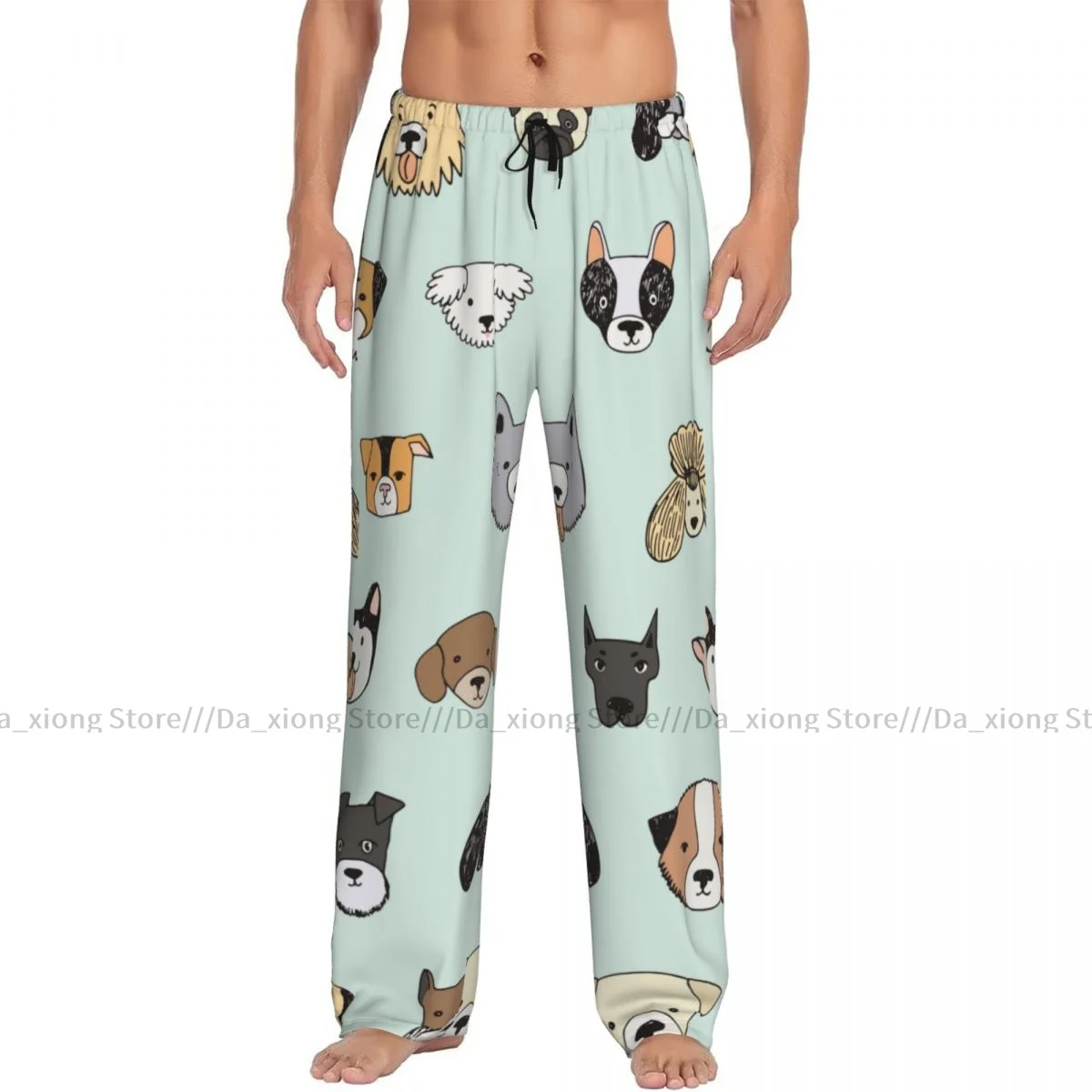 Men's Casual Pajama Sleeping Pants Dog French Bulldog Sleeping Lounge Loose Trousers Comfortable Nightwear