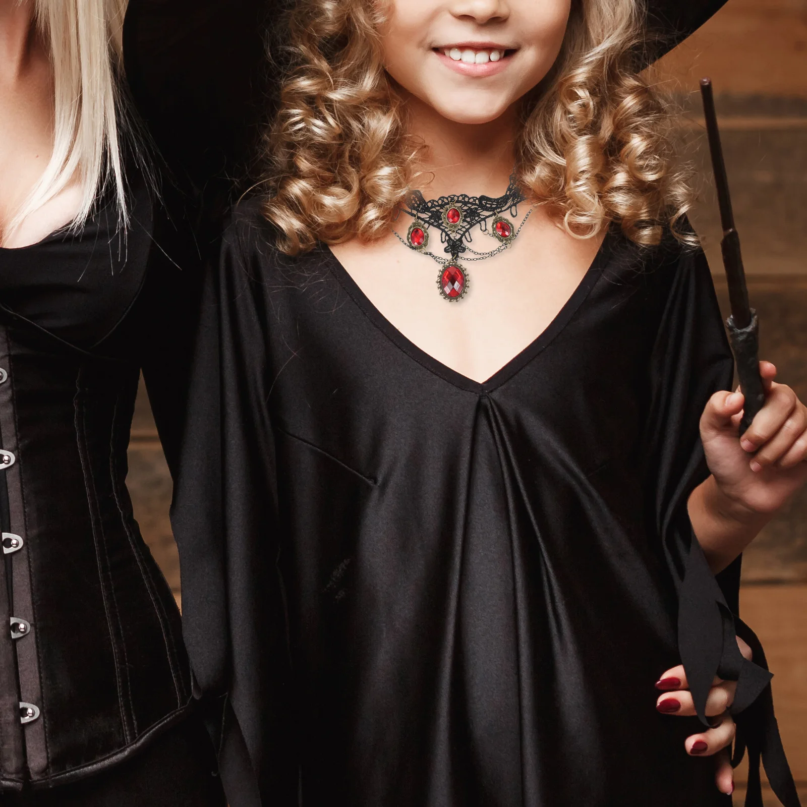 Collana girocollo per donna Cosplay decorativo Goth Nero Halloween Vesti regolabile