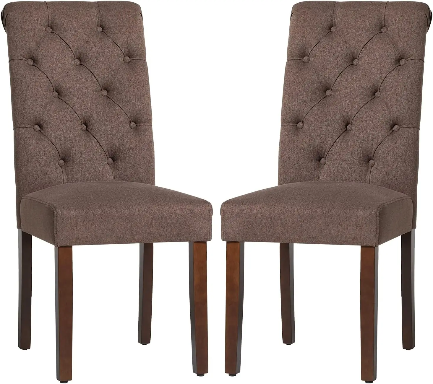 

Button Tufted Dining Chairs Set of 2, Parsons Upholstered Fabric Dining Room Chairs Kitchen Chairs with Wood Legs and Padded Sea