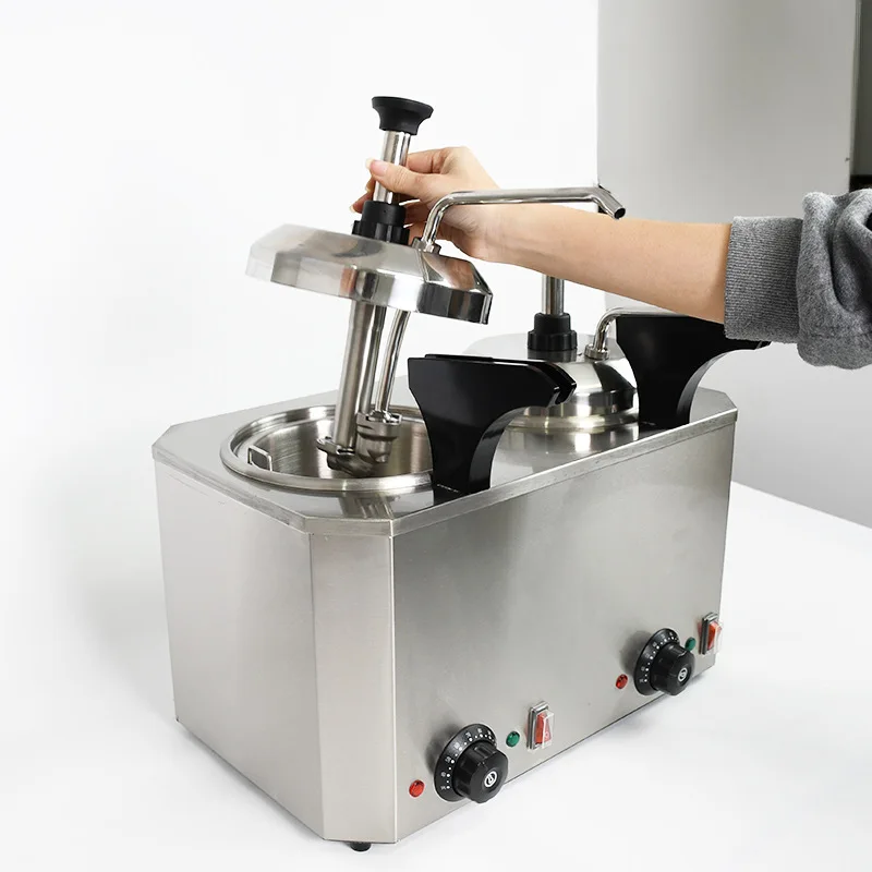 Single and double head stainless steel juice warmer, hand pressure adjustable sauce machine for commercial use
