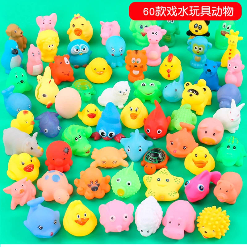 Baby Kids Bathing Toys Cute Cartoon Animal Soft Rubber Float Swimming Water Toys Squeeze Sound Squeaky Bathroom Toys