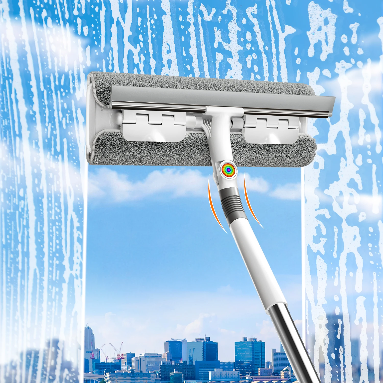 Fensterwischer 2-in-1 mit ausziehbarer Stange für hohe Fenster