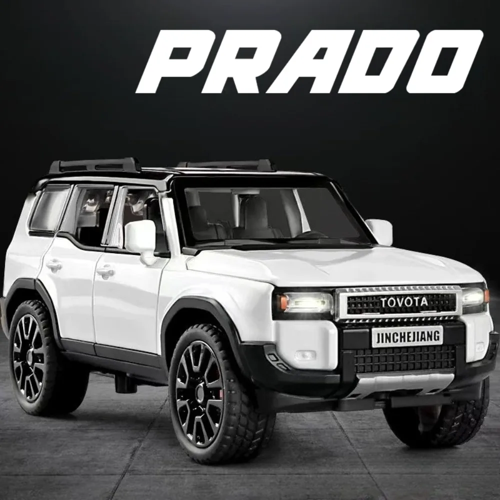 1:32 Prado Tacoma SUV Model Car Toy Metal Diecast Doors Opened Off-road Vehicles Models Sound Light Pull Back Toys Shelf Display