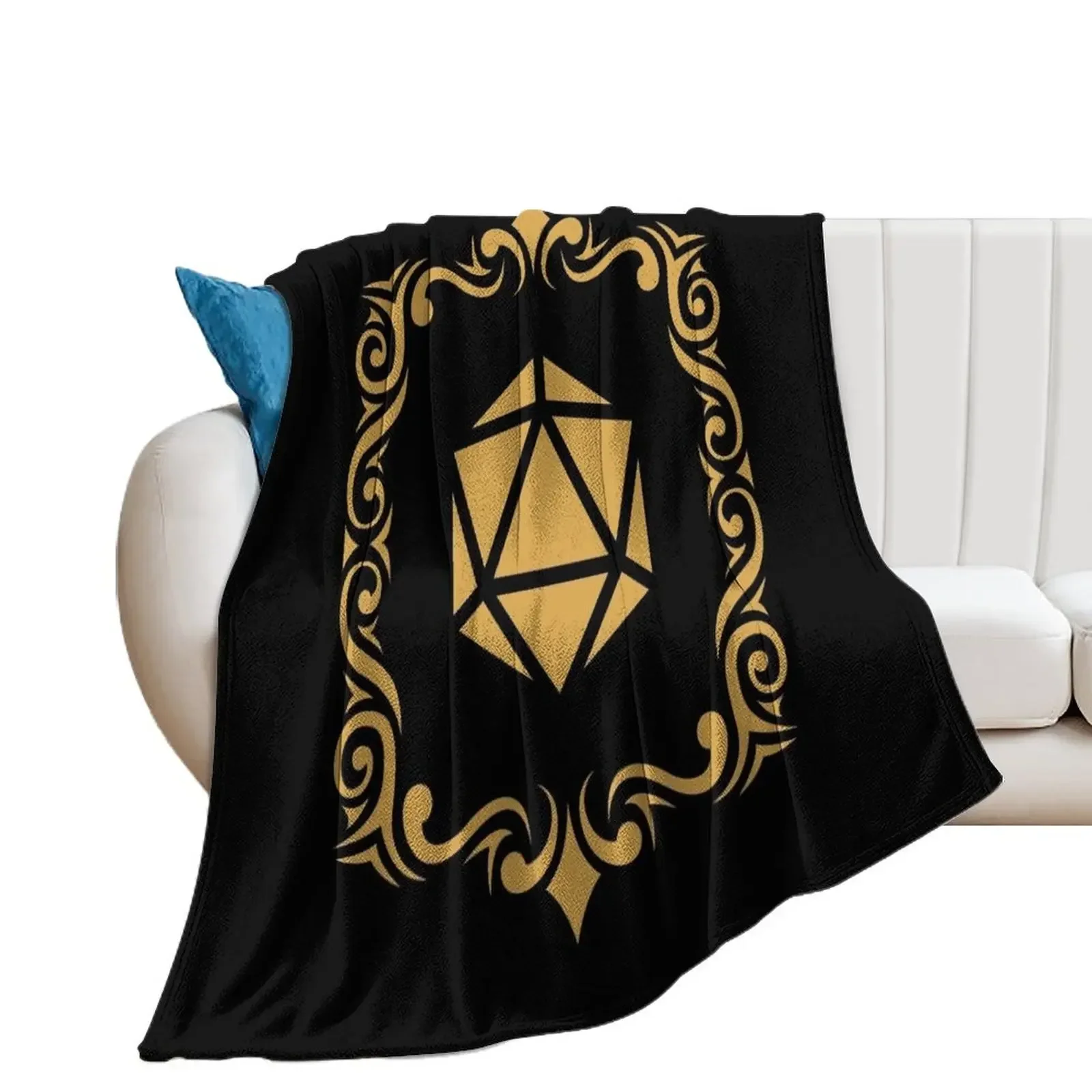 

Bordered Tribal Polyhedral D20 Dice Tabletop RPG Gaming Throw Blanket Decorative Beds Sofas Flannel Blankets