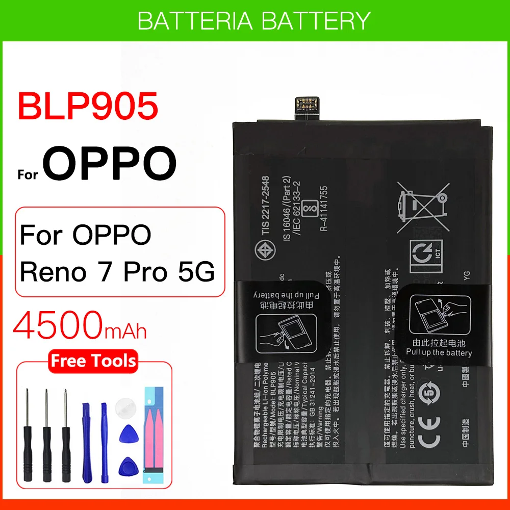 100% Original Genuine capacity BLP905 Battery For OPPO Reno 7 Pro 5G CPH2293 PFDM00 Phone Batteries