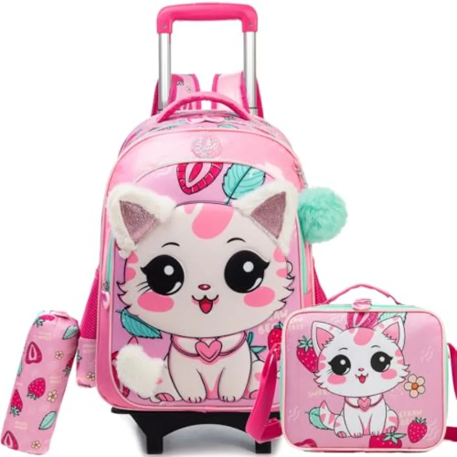 

Cute Rolling Backpack for Girls School Backpacks with Wheels for Girls 8-12 Kawaii Rolling Backpack Backpacks with Wheels Trave
