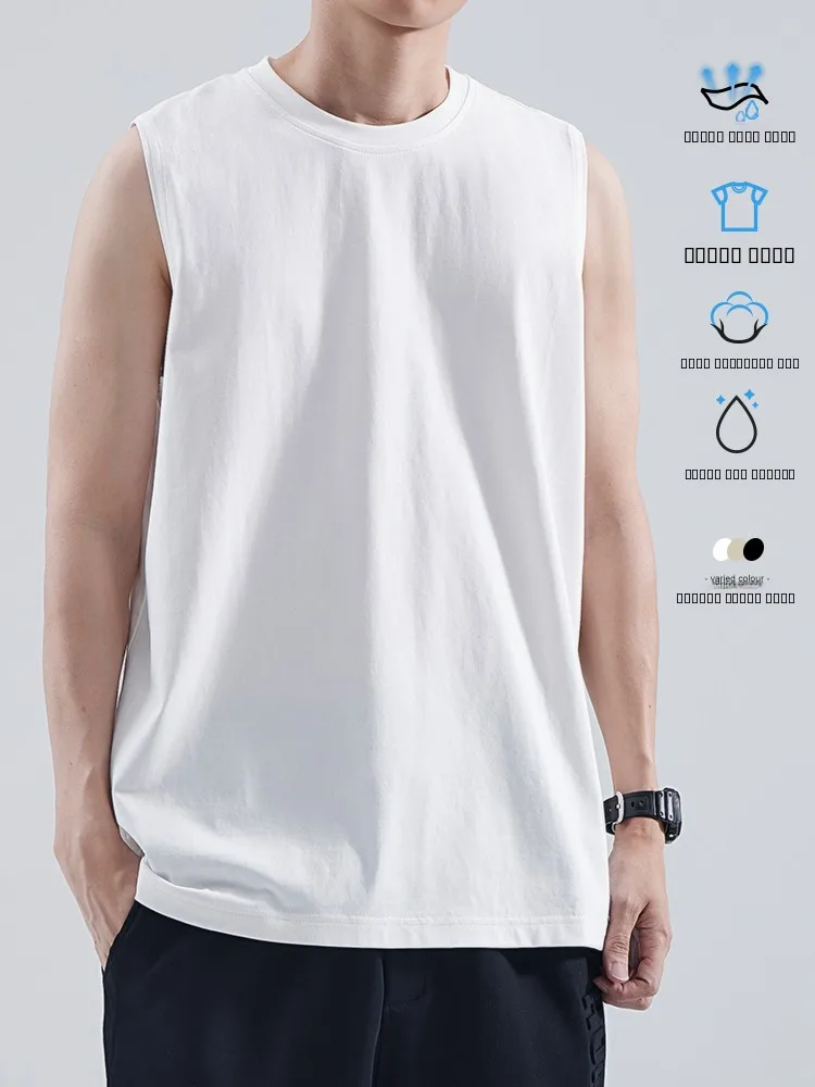 

Мужская летняя свободная майка Hansca из чистого хлопка для бега и спорта, плотная, без рукавов, с круглым вырезом, не оставляющая пота