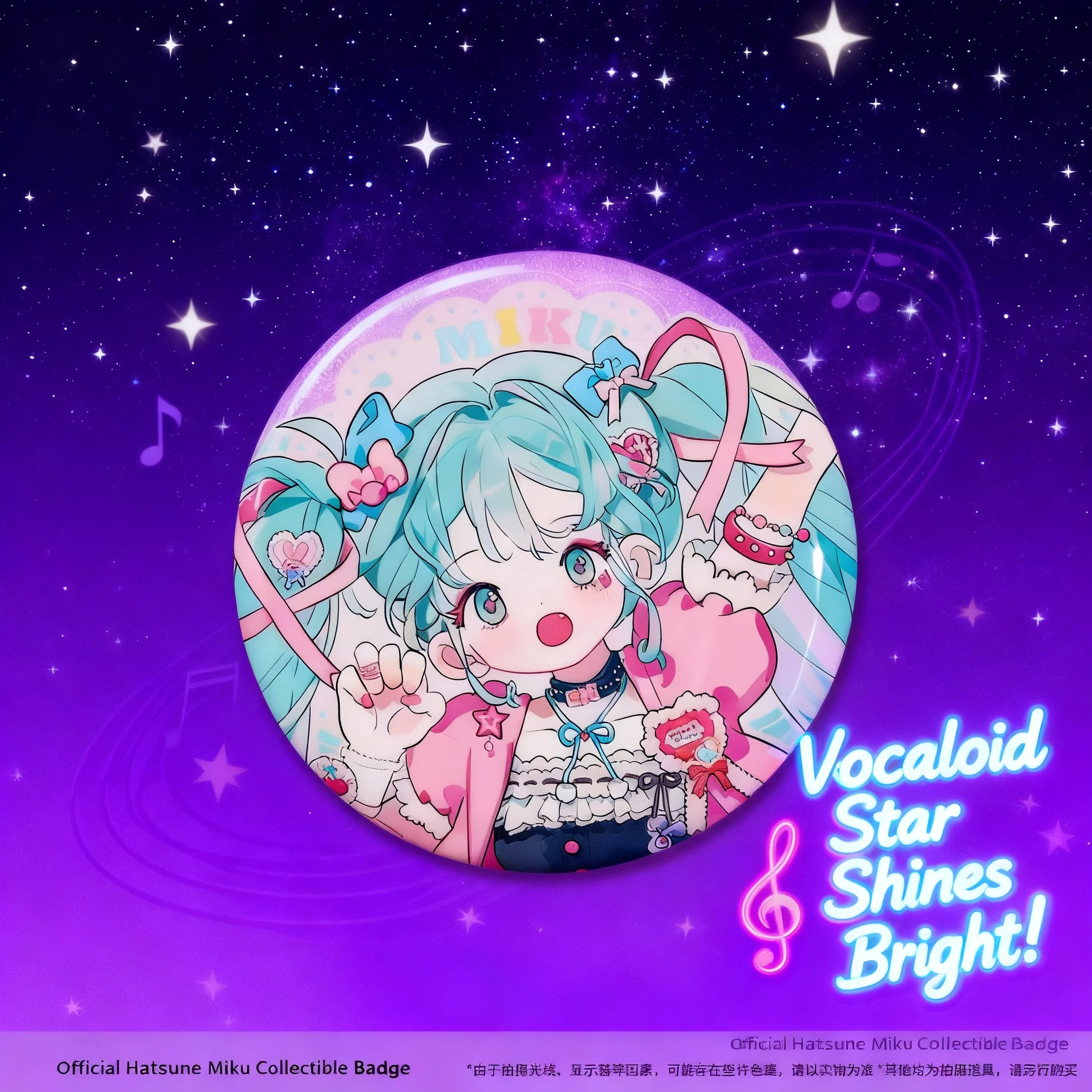 

Official Hatsune Miku Anime Badge Pin Spring Season Sweet Night Shadow Candy Dream 39th Anniversary Limited Edition Merchandise