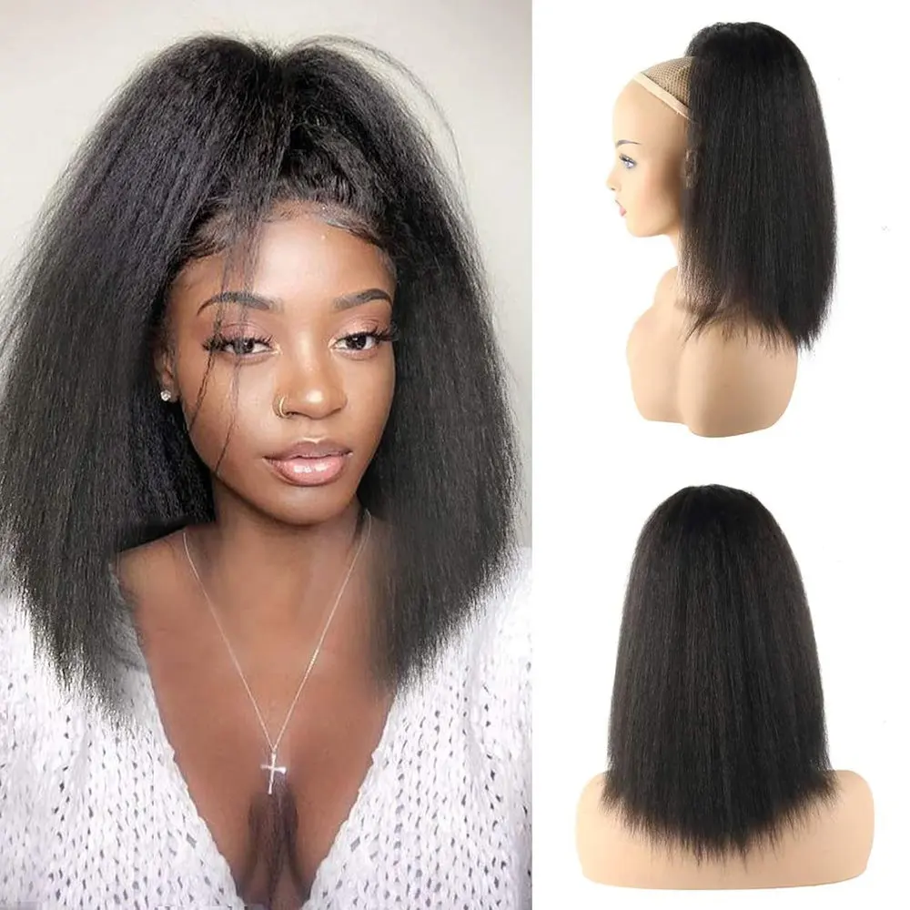 5x5 40 Zoll Glueless Kinky Straight Perücke aus Echthaar für Frauen, 250 Dichte, vorgezupft mit Babyhaar