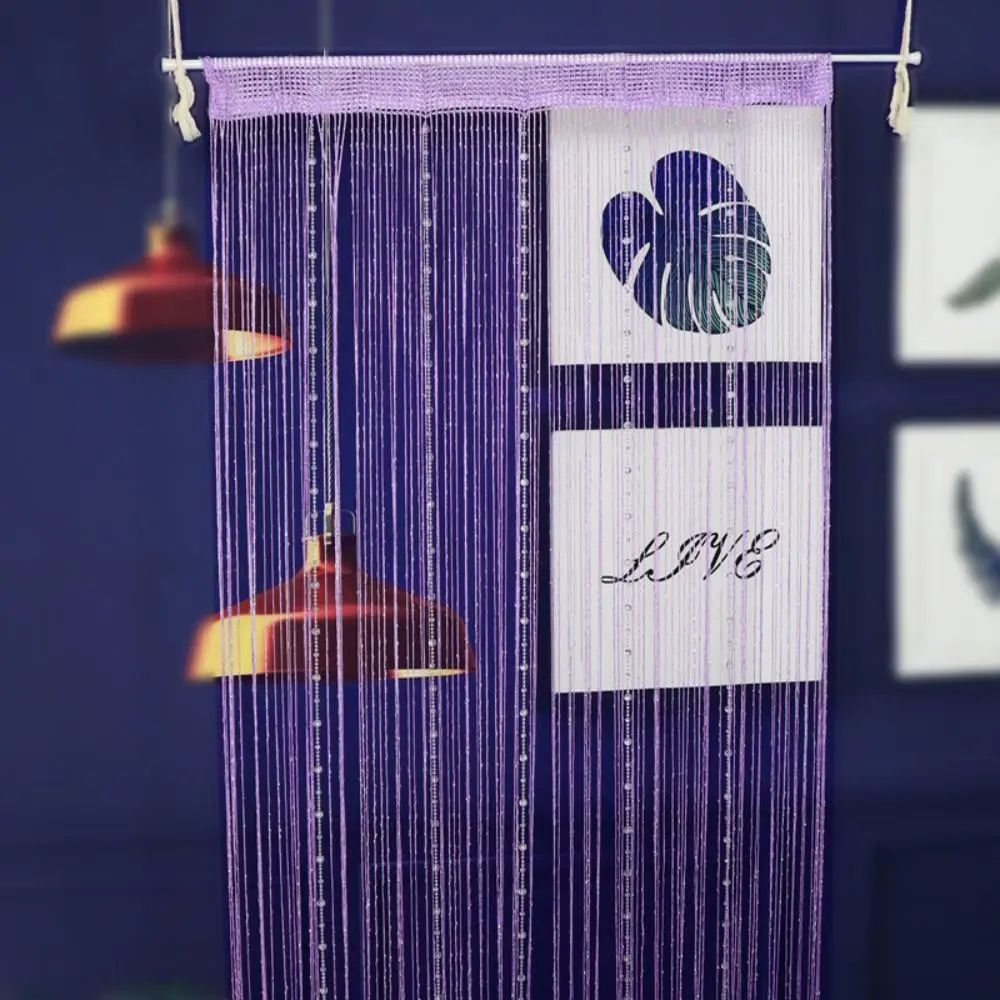 Retro Shiny Crystal Beads String Curtain Solid Color 1*2M Door Curtain Elegant Room Divider Tassel Window Curtain Home Decor