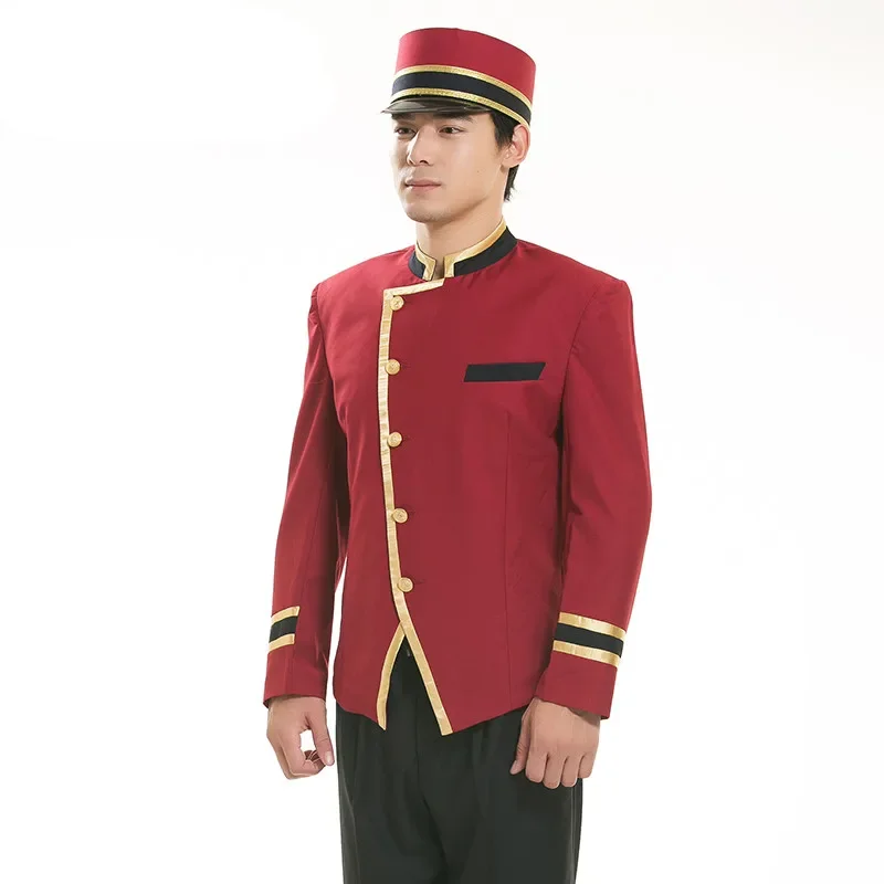 Red hotel uniform for men hotel reception uniform for men hotel receptionist hotel waiter clothes