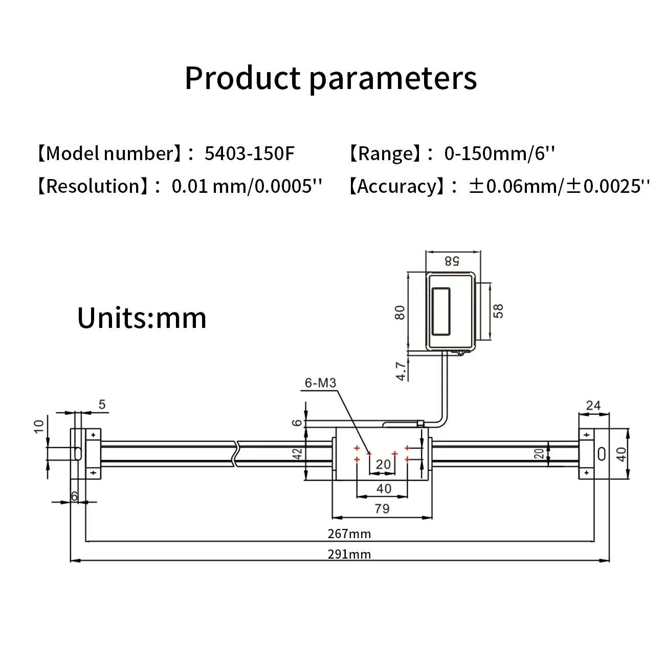 Bilancia lineare digitale da 0-150mm con Display remoto lettura digitale scala lineare Display esterno righello lineare con Base