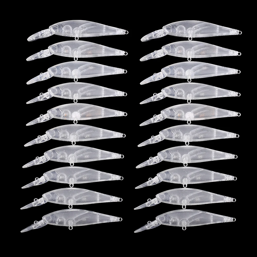 Chan'sHuang 20PCS Non Verniciato Spazi Vuoti Esca 10cm 7.8g Sonagli Flaoting Medio Diver Bill Minnow FAI DA TE Fatti A Mano Richiamo di Pesca Artificiale