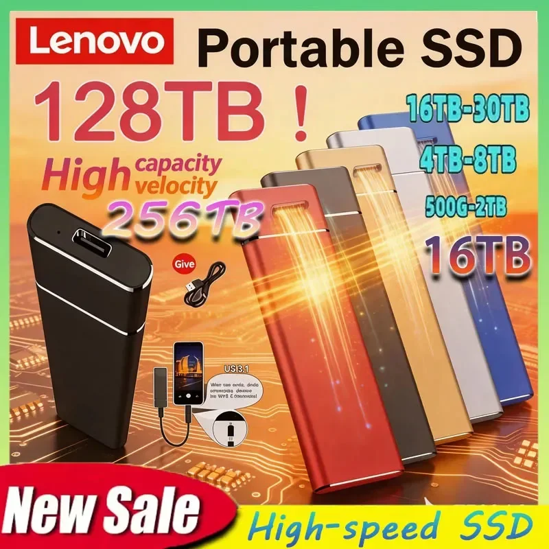 

Портативный SSD-накопитель Lenovo Mini SSD 256 ТБ 1 ТБ 2 ТБ, высокоскоростной оригинальный SSD-накопитель USB 3.0, внешний жесткий диск для компьютера и ноутбука