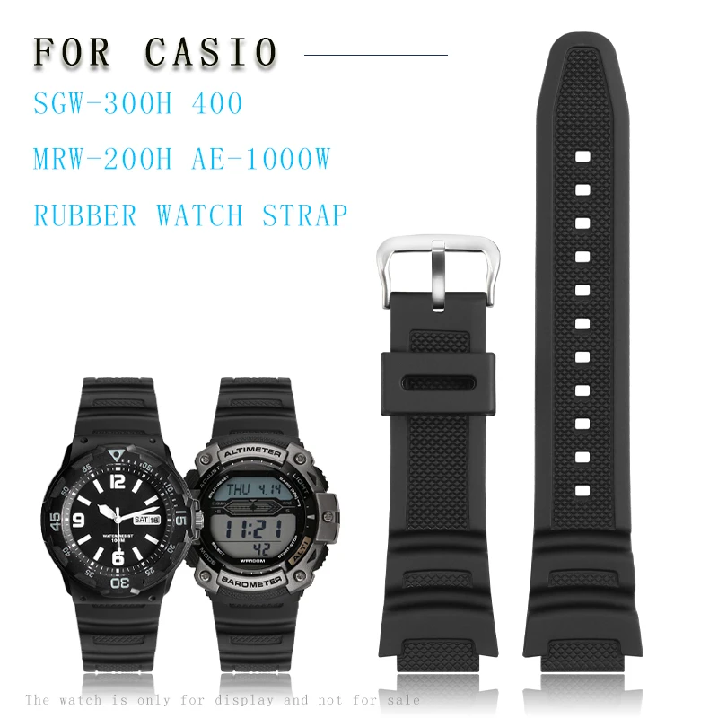 Rubber Strap for Casio AE-1200WH AQ-S810W MRW-200 Stainless Steel Buckle 18mm Men‘s Replacement Bracelet Band Watch Accessories