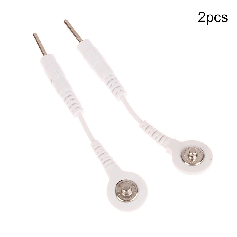 2PCS Electrode Lead Wire Connecting Cables Plug 2.0mm Snap 3.5mm Male connector cable Use For Tens/EMS Massage Machine Device