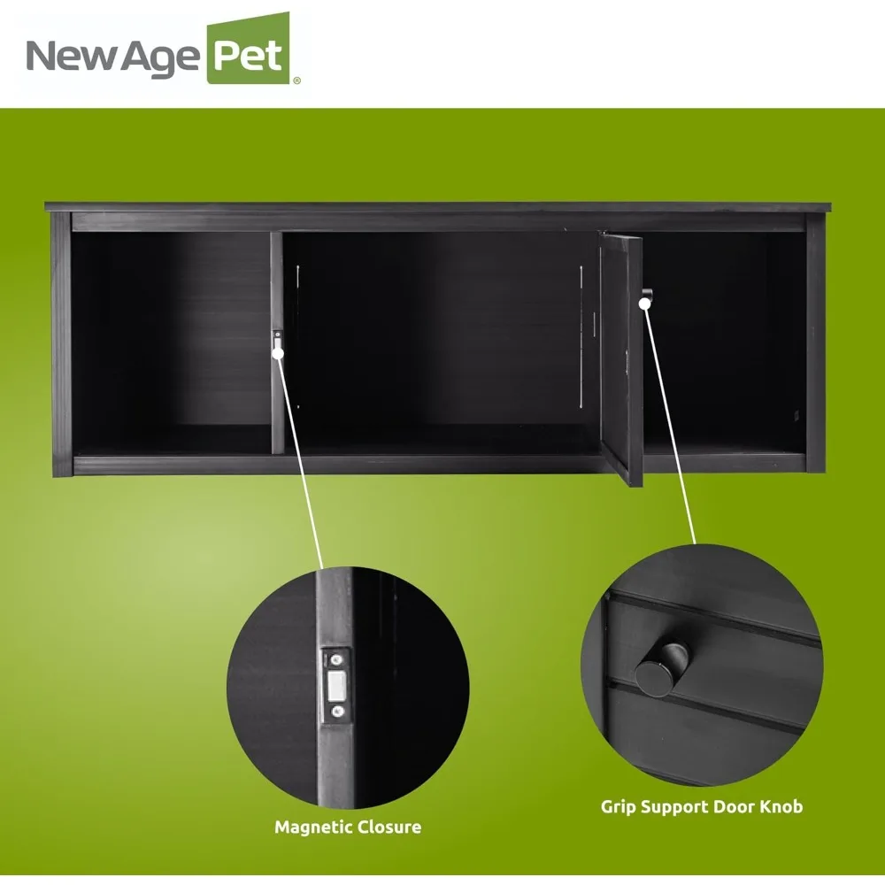 حامل Lo-Boy Versa مقاس 48 بوصة من ECOFLEX، أسود إسبرسو - خزانة تخزين مركبة من الخشب والبلاستيك المقاوم للرطوبة