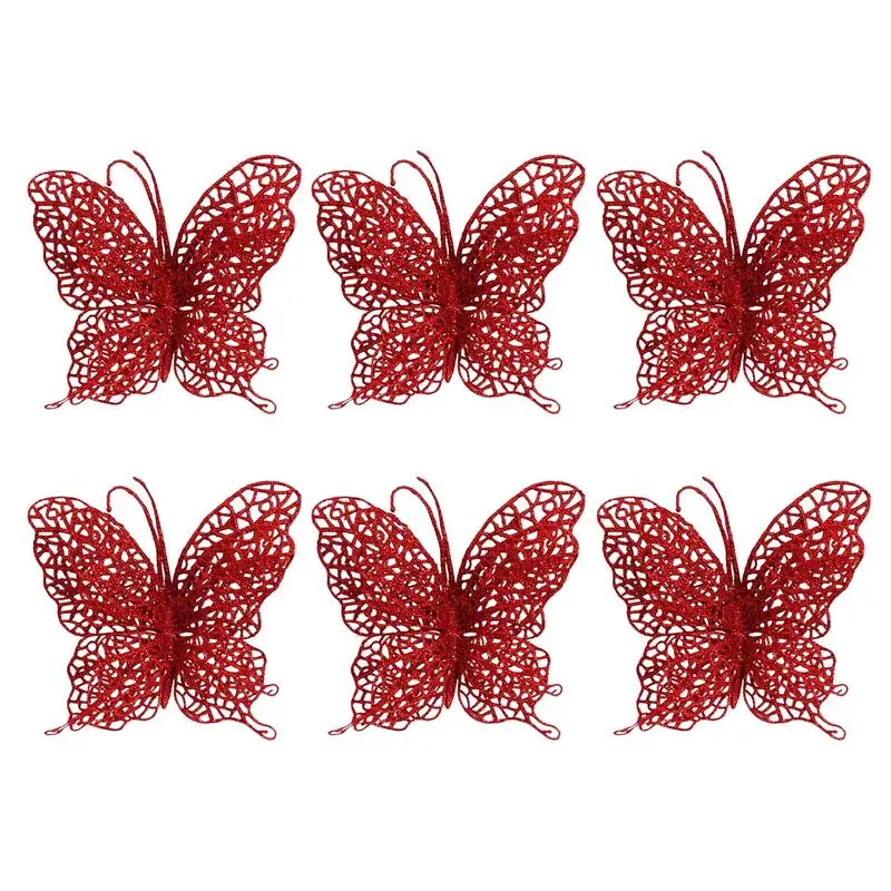 Christmas Tree Butterfly Ornaments Glitter Butterfly Tree Decorations Glittery Butterfly Ornament For Table Bedroom Living Room