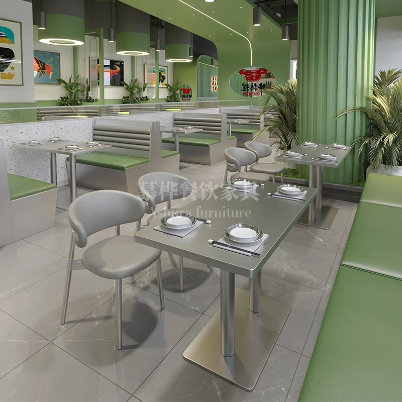 Customized western restaurant wall seat sofa commercial tea house catering commercial hot pot coffee stainless steel table and c