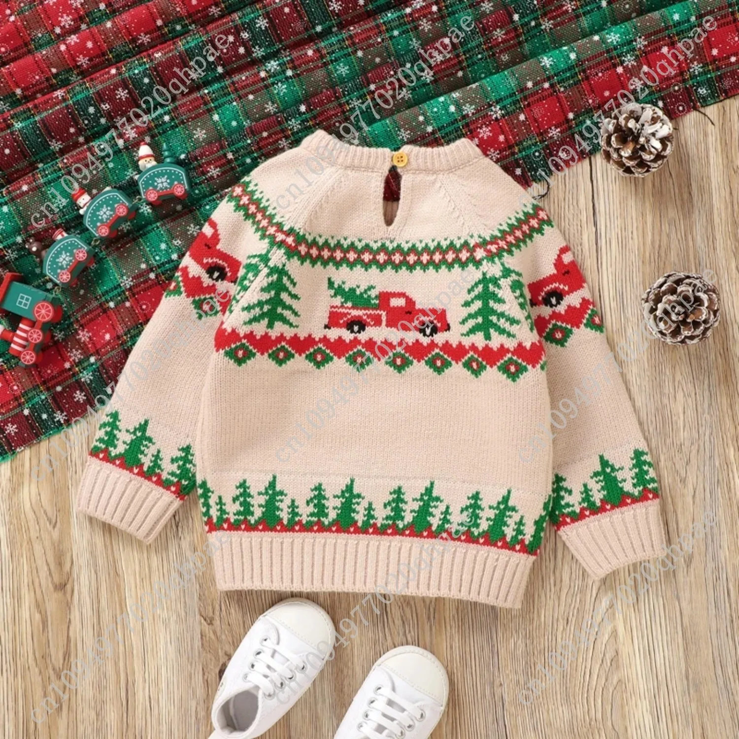 سترة عيد الميلاد للأطفال الأولاد بأكمام طويلة ورقبة دائرية وطباعة شاحنة بلوفرات متماسكة للرضع ملابس خريف وشتاء