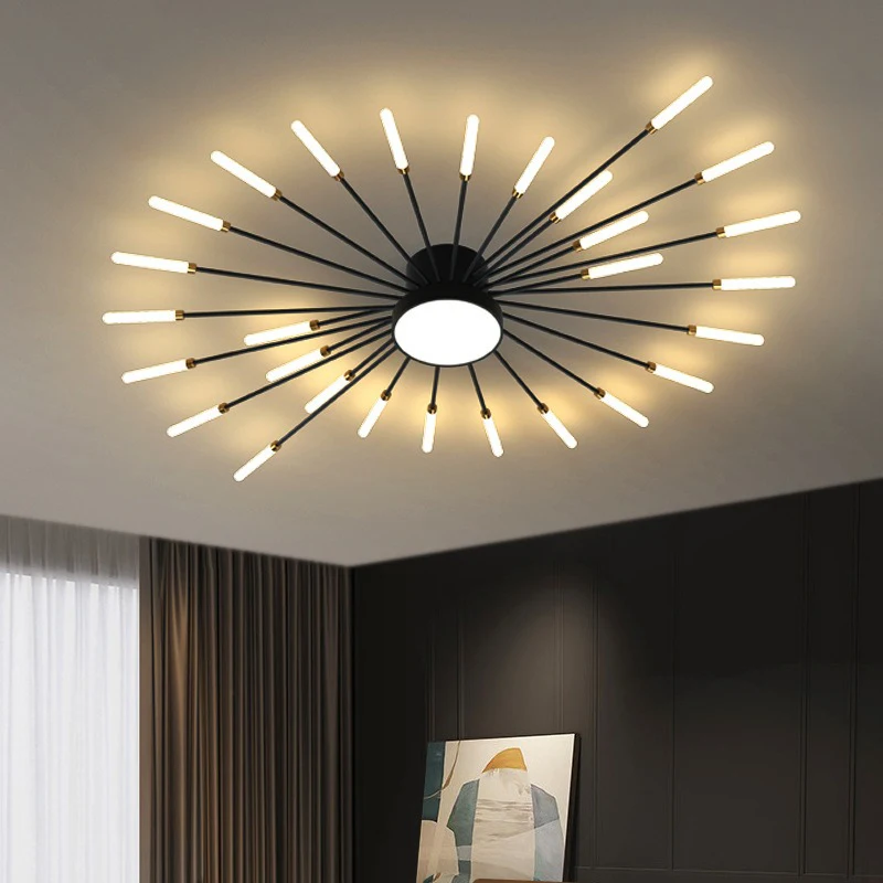 Modern LED Chandelier Creative Fireworks Design Large Inch Ceiling Light Restaurant Living Room Lobby Nordic Interior Lighting