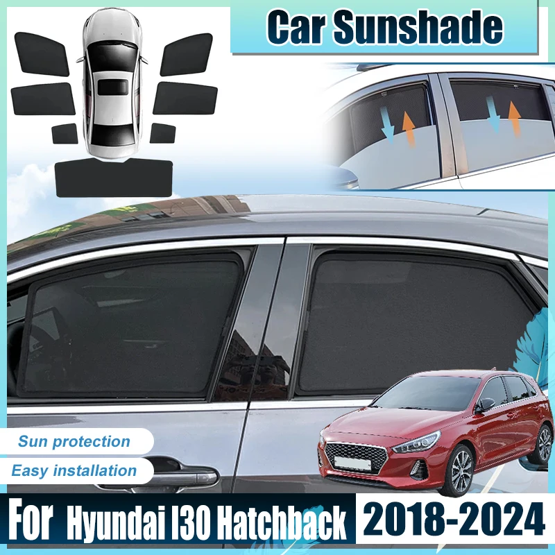 

For Hyundai I30 PD Hatchback Accessories 2018-2024 Car Front Rear Window Sun Shades Covers Anti UV Visors Heat light Shield Net