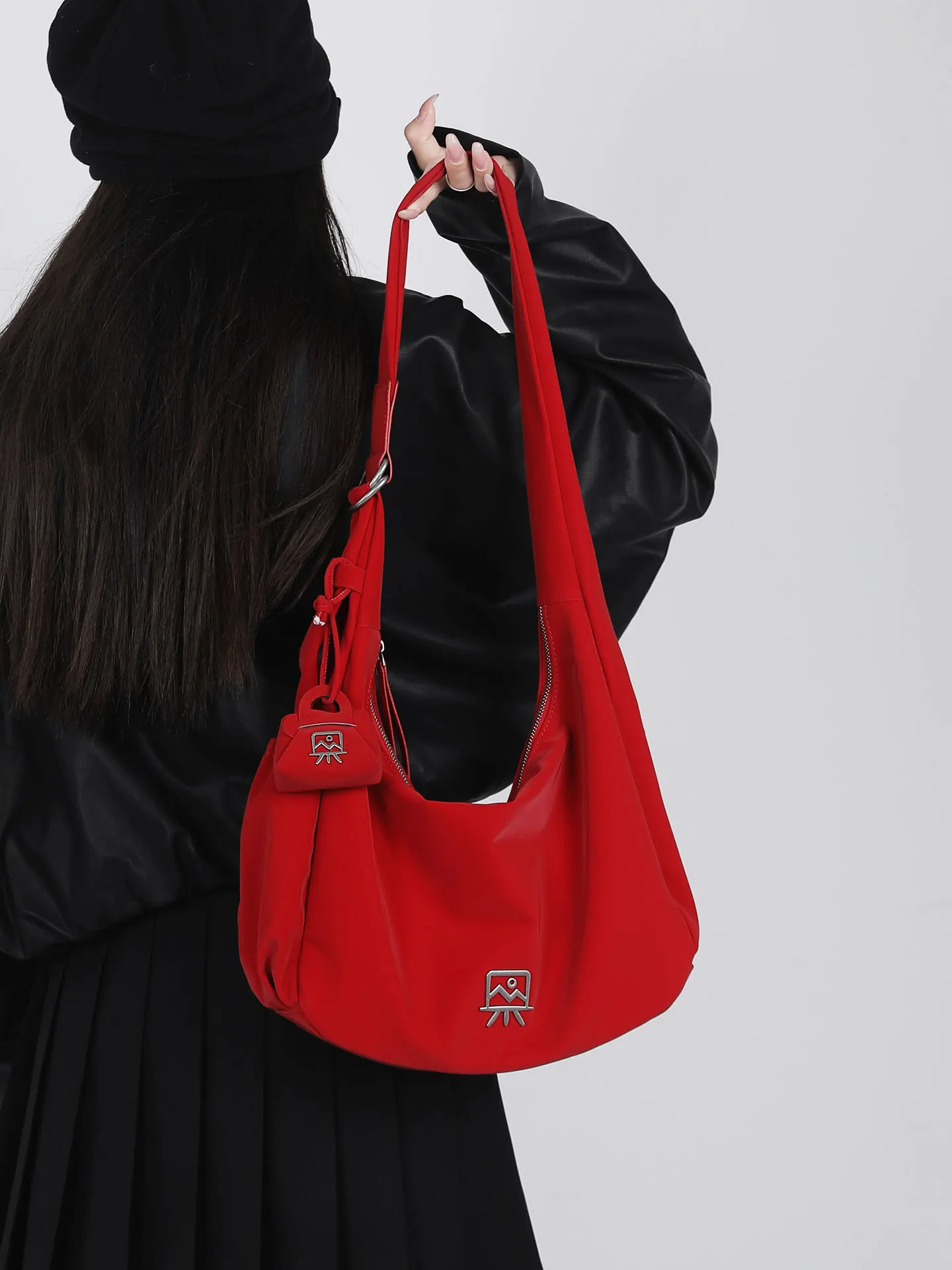 Wood River Original Cool Sport Style Hobo Tote Bag Single Shoulder Slant Cross Women's Bag 2026 New Fashion Soft PU Leather