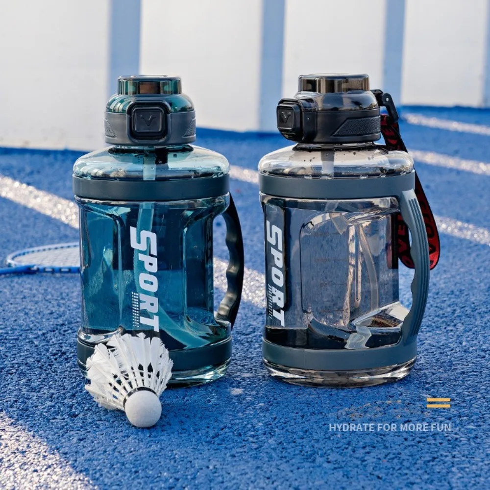 1600ml/2200ml Sports Kettle with Straw Large Capacity Leakproof Fitness Water Bottle Dustproof Portable Water Cup Camping