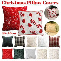 Plush Decorative Cushion Cover Soft Home Decor Christmas Living Room Sofa Throw Pillow Cover Red Embroidered Pillowcase 45×45cm