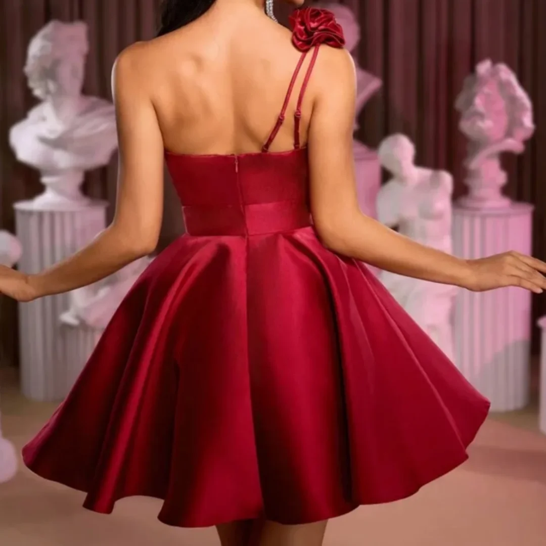 فساتين حفلة موسيقية على شكل حرف A من الساتان بطول الركبة للنساء فساتين قصيرة لحفلات العودة للوطن مع جيوب مخصصة