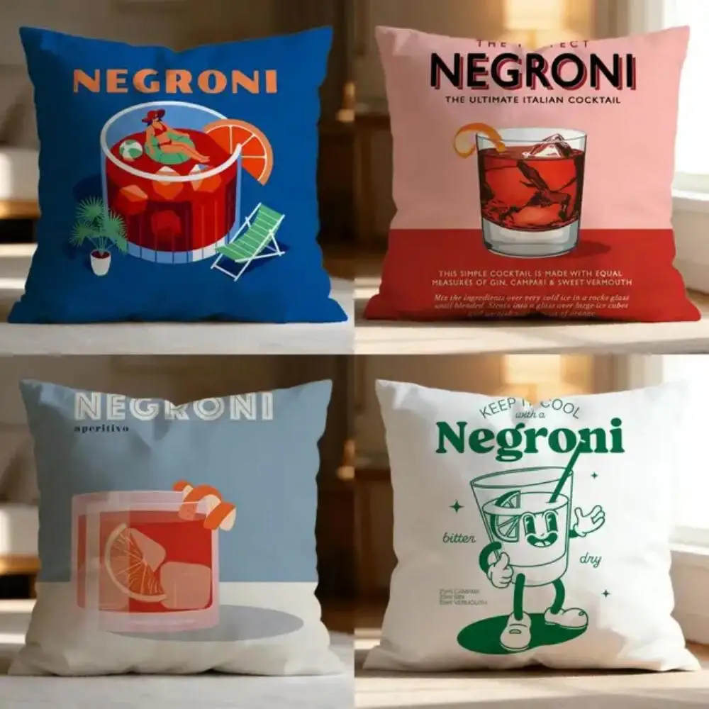 Italian Cocktail Throw Pillow Cover Decorative Cushion Case Home Bar Sofa Living Room Cocktail Lover Gift