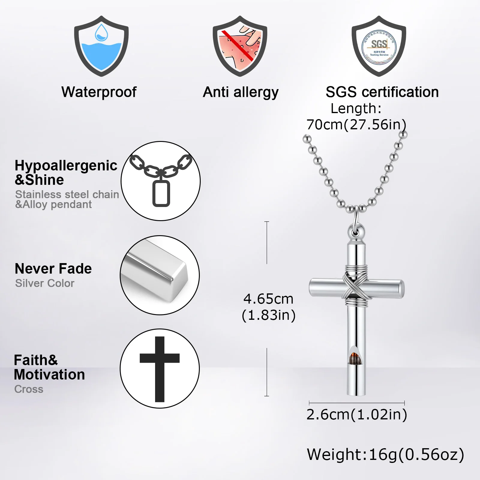 Herren Edelstahl-Anhänger-Halskette PVD Goldfarben Kreuz Geometrische Kette Modeschmuck Geschenk für Tägliches Tragen Großhandel Dropshipping – Detail 1