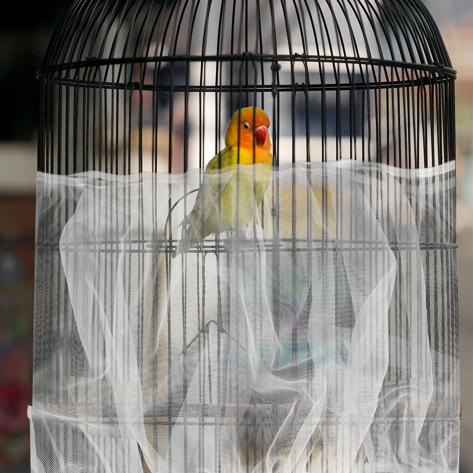 2Pcs Bird Cage Net Cover Stretchy Form Fitting Mesh Skirt Birdcage Dust-Proof Seed Catcher Screen Mesh Protector for Parrots