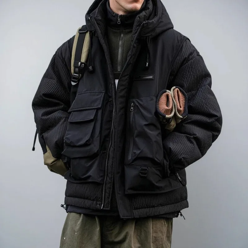 Jaket Hoodie Bulu Angsa Model Terbaru Musim Dingin 2026, Gaya Outdoor, Jahitan Kombinasi, Model Longgar Ukuran Besar untuk Pria dan Wanita