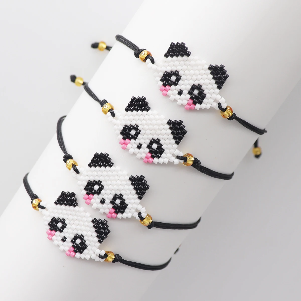 ZHONGVI جديد الباندا نمط سوار لفتاة الأطفال ميوكي الخرز الأساور فام قابل للتعديل حبل أساور مجوهرات #1