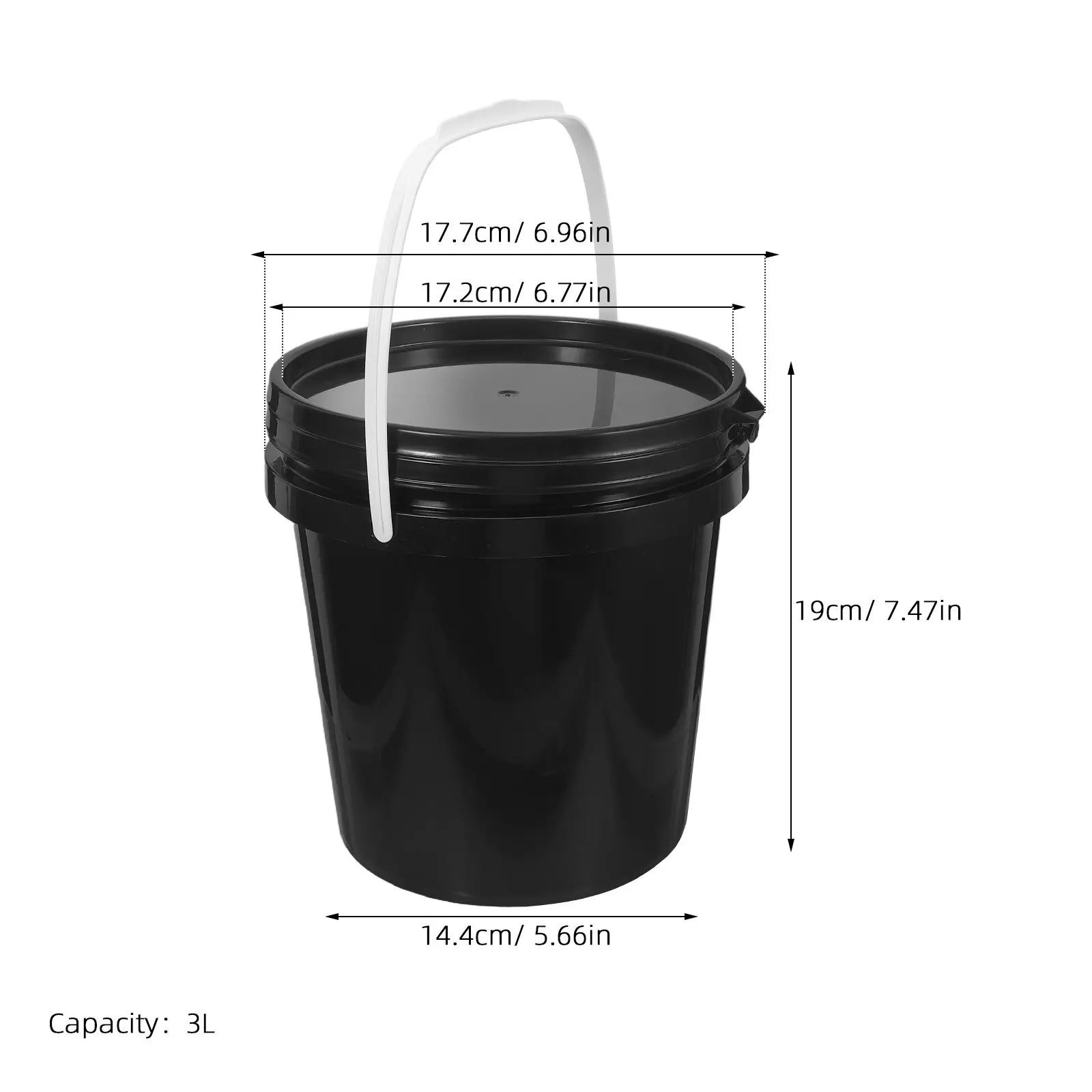 3L Black Paint Bucket Plastic Airtight Lid Sealed Round Storage Container for Sensitive Coatings Paint Storage