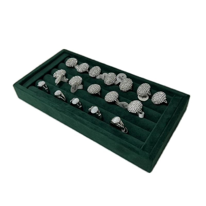 Dark Green Tray for Jewelry Ring Bracelet Display Tray Jewelry Demonstration Watch Organizer Earring Cuff-Link Storage Case