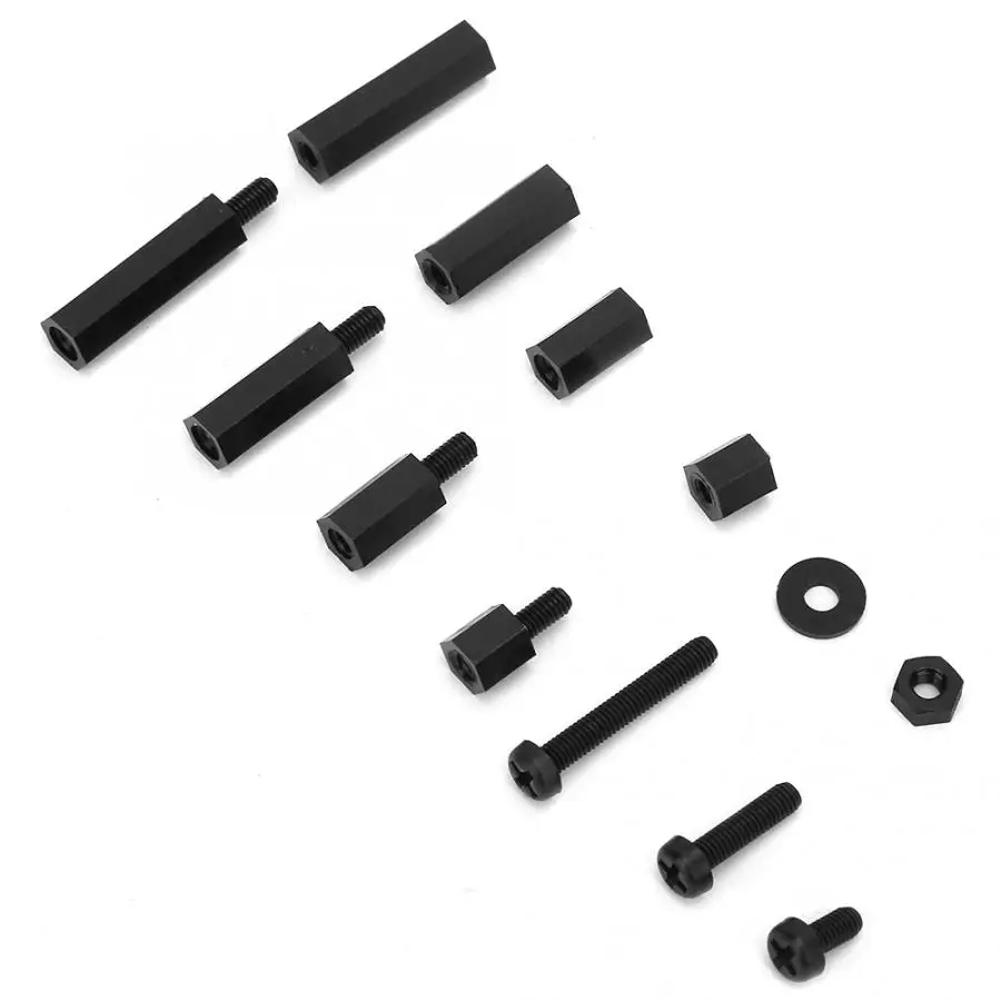 Espaciadores de columna hexagonal bidireccional de nailon negro, 320 piezas, M3, para placa base PCB, juego de tuercas de tornillo de espaciado de plástico fijo