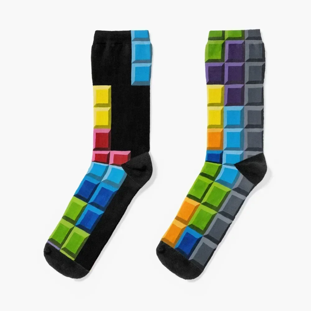 

Blocks Socks happy Non-slip Run cotton Socks For Man Women's