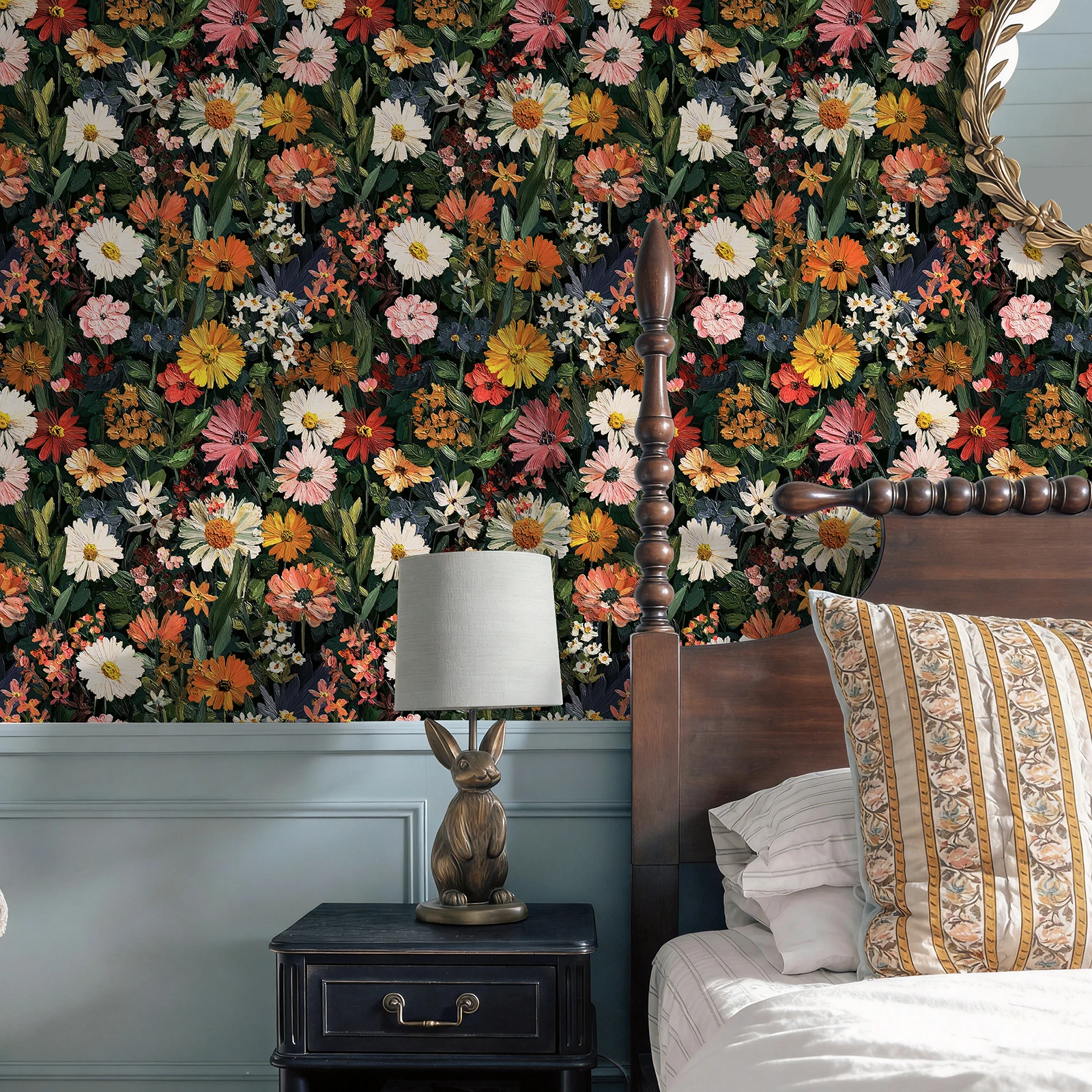 Modern dark colored floral vinyl adhesive wallpaper waterproof and oil resistant garden furniture and cabinet decorative sticker