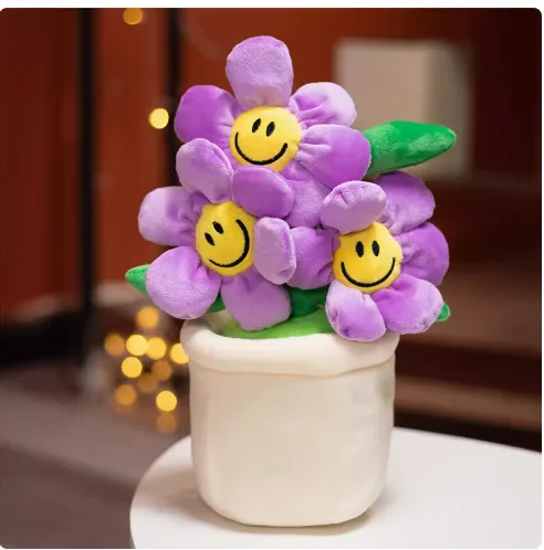 30cm Sunflower Home Furnishings Plush Toy Simulation Small Flower Pot Doll  Fun Educational Pillow Gift Female