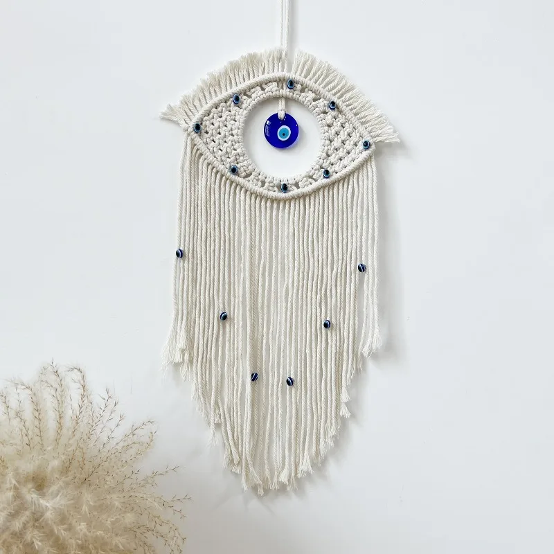 1PC Blue Eyes Wall Devil's Eye Tapestry Bohemian Handwoven Wall Decoration Bedroom Artistic Handicrafts for Home Decoration