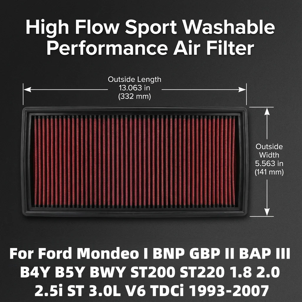 

Для Ford Mondeo I BNP GBP II BAP III B4Y B5Y BWY ST200 ST220 1.8 2.0 2.5i ST 3.0L V6 TDCi 1993-2007 Спортивный воздушный фильтр с высоким расходом