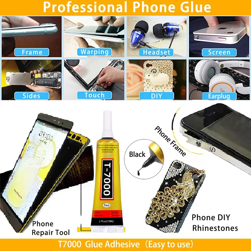 T7000 110/50/15ML Cellphone Tablet Repair Battery Cover Frame Black Adhesive Multi-purpose Electronic Components DIY Super Glue