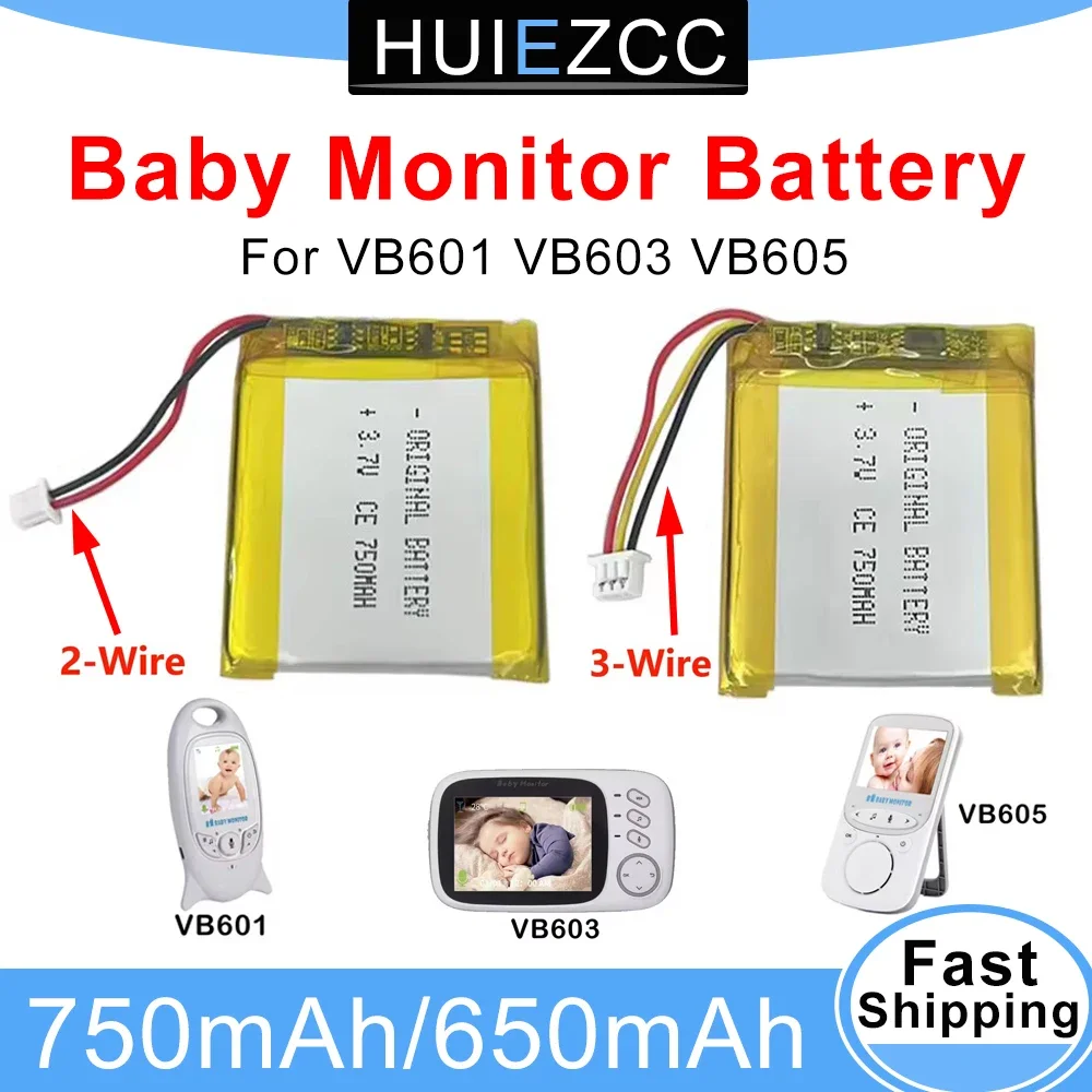 Baby monitor battery For VB601 VB603 VB605 battery, 3.7V 750mAh/650mAh nanny security camera intercom replacement battery