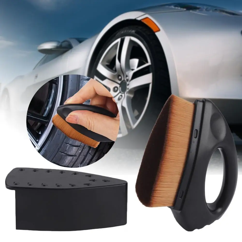 

Brush for Car Tires Car Detailing Tire Shine Brush with Microfiber Bristles Easy Grip Handle for High Density Tire Portable Auto