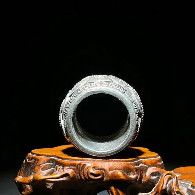 Tibetan silver chisel engraved five emperors rotatable silver finger wrench men's and women's retro silver ring jewelry
