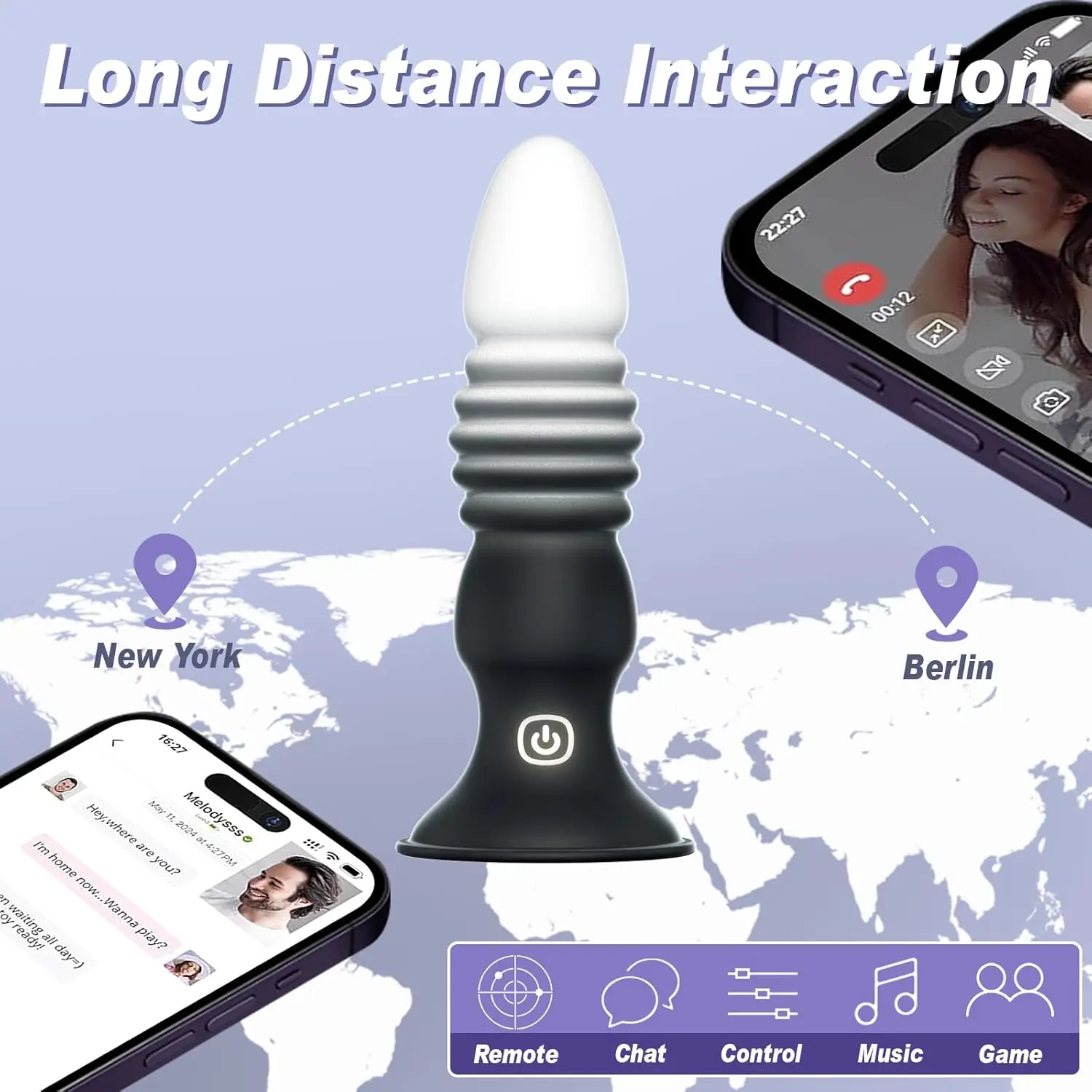 Giocattolo accoppiamento massaggiatore prostatico - Giocattolo sessuale con vibratore con controllo APP, vibratore inferiore, vibratori maschili e femminili, 7 vibrazioni e 7 spinte