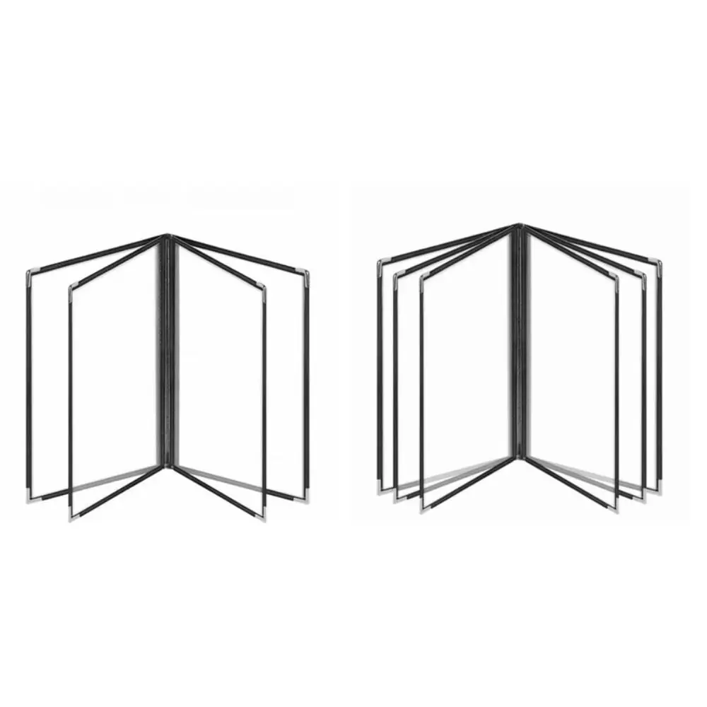 Penutup Menu Transparan PVC Lipat Sudut Logam Menu yang Dapat Digunakan Kembali Buku Tampilan Harga Pelindung Panel Ganda