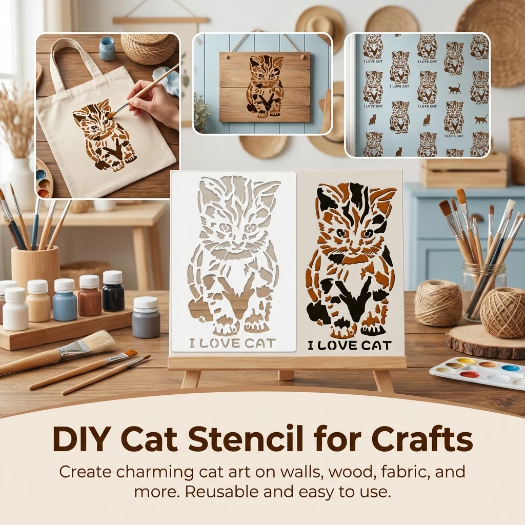 Animal Pattern Stencil for Drawing and Spray Painting Durable Eco-Friendly Plastic Template with Tiger Lion Designs